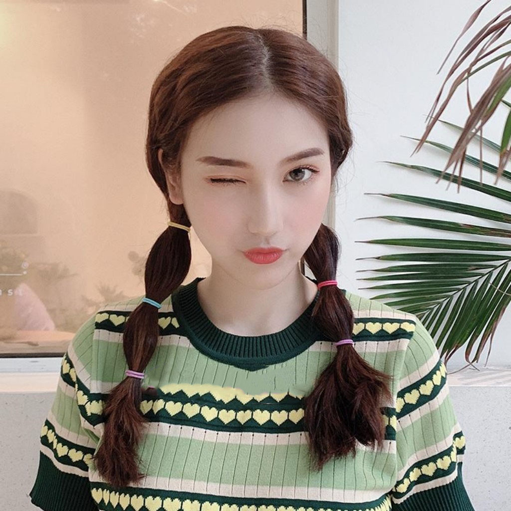 Set 100 dây buộc tóc, dây cột tóc co giãn phong cách Hàn Quốc đơn