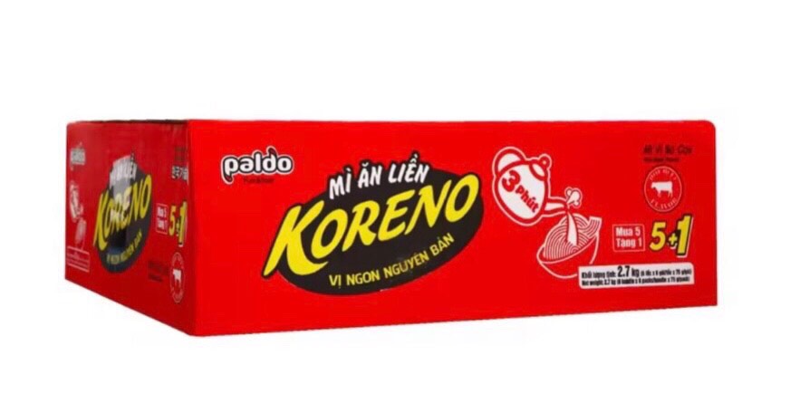 Lốc 6 gói Mì KORENO vị Bò Cay 75g.