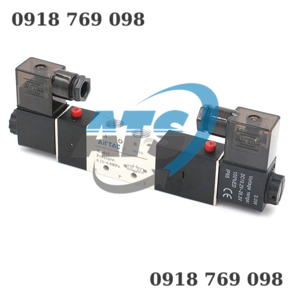 Van điện từ khí nén 5/2 5 ngã 2 vị trí 2 coil airtac