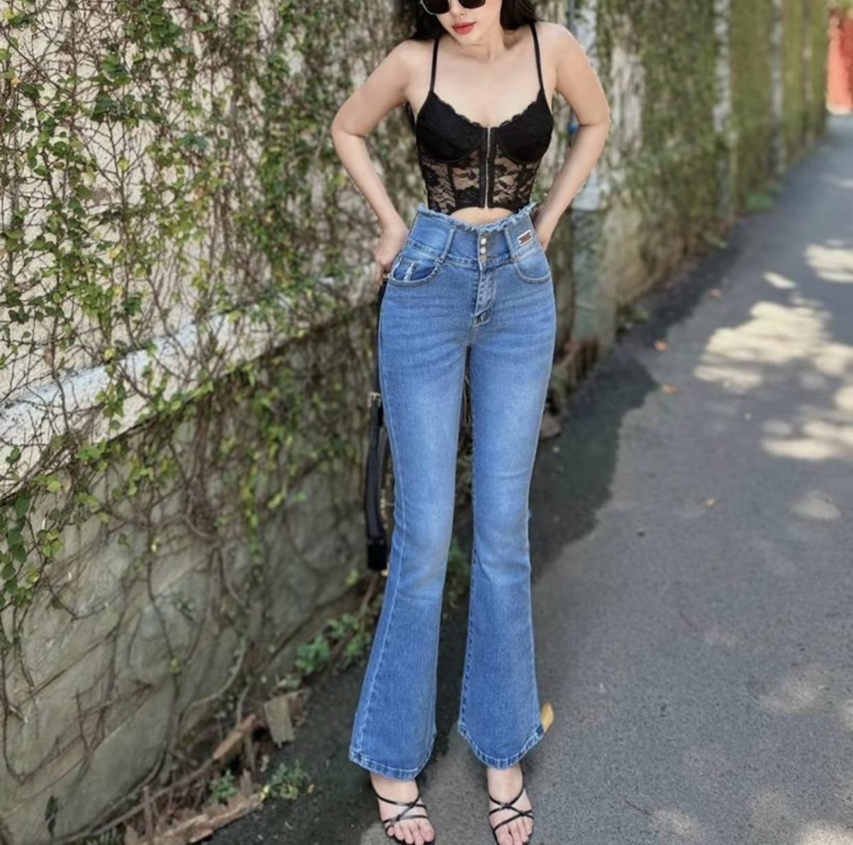 [HCM]Quần Jeans Nữ Ống Loe Dài Thời Trang