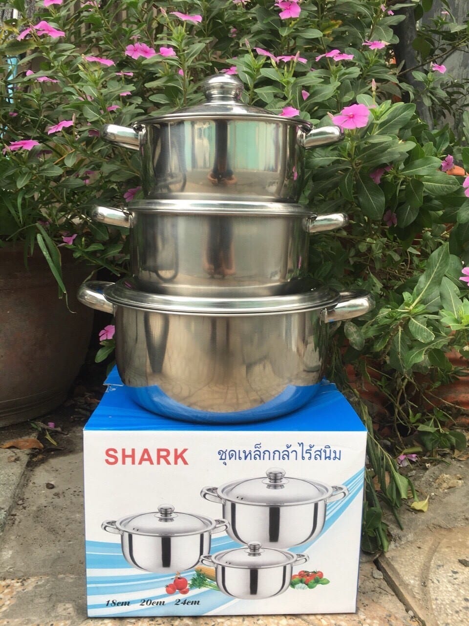 Bộ nồi ba cái sharp bằng inox 18-20-24cm