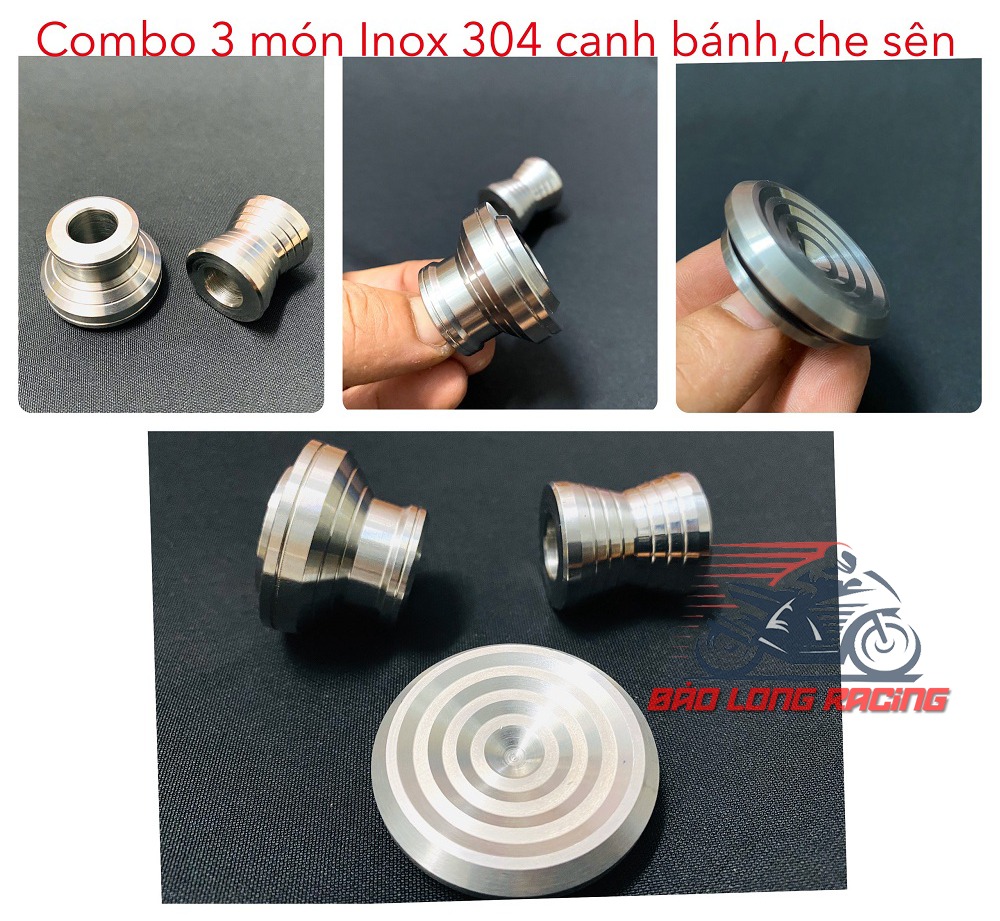 Combo cục canh và nắp che sên Inox 304 gắn xe máy Wave,Dream