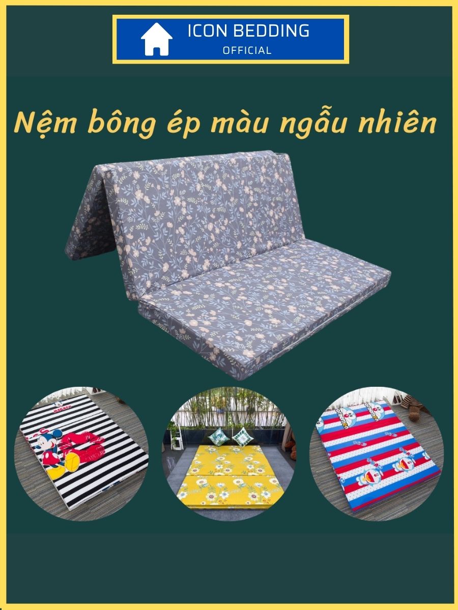 Nệm Bông Ép Edena Basic, Nệm Gấp 3 Giảm Đau Hỗ Trợ Cột Sống