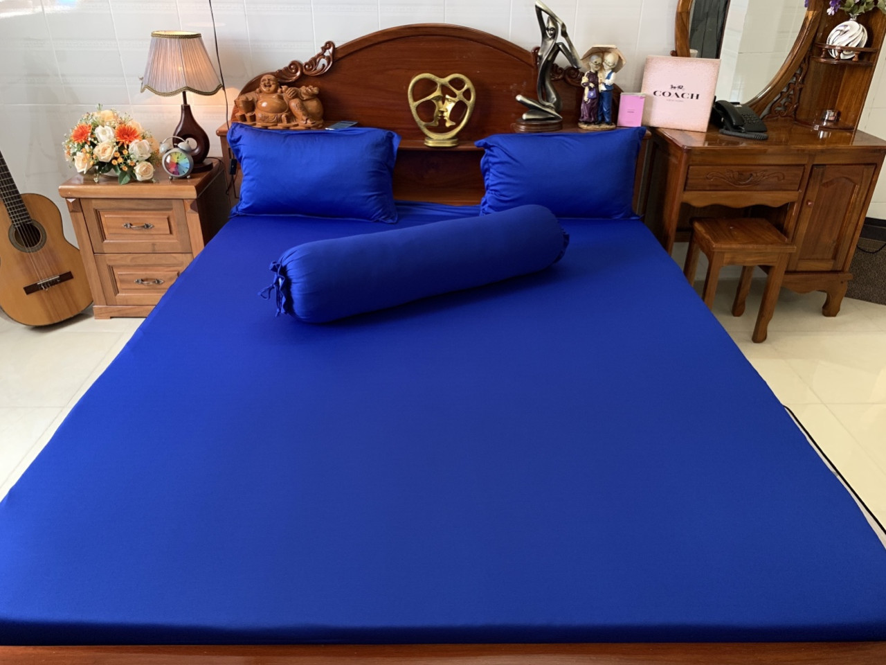 [HCM]Drap Lẻ Thun Lạnh Hàn Quốc Lan Phạm Bedding - Màu Xanh Coban