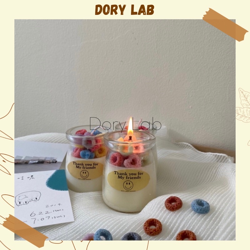Nến thơm handmade không khói hình ly sữa chua mix topping, phụ kiện chụp ảnh - dory lab