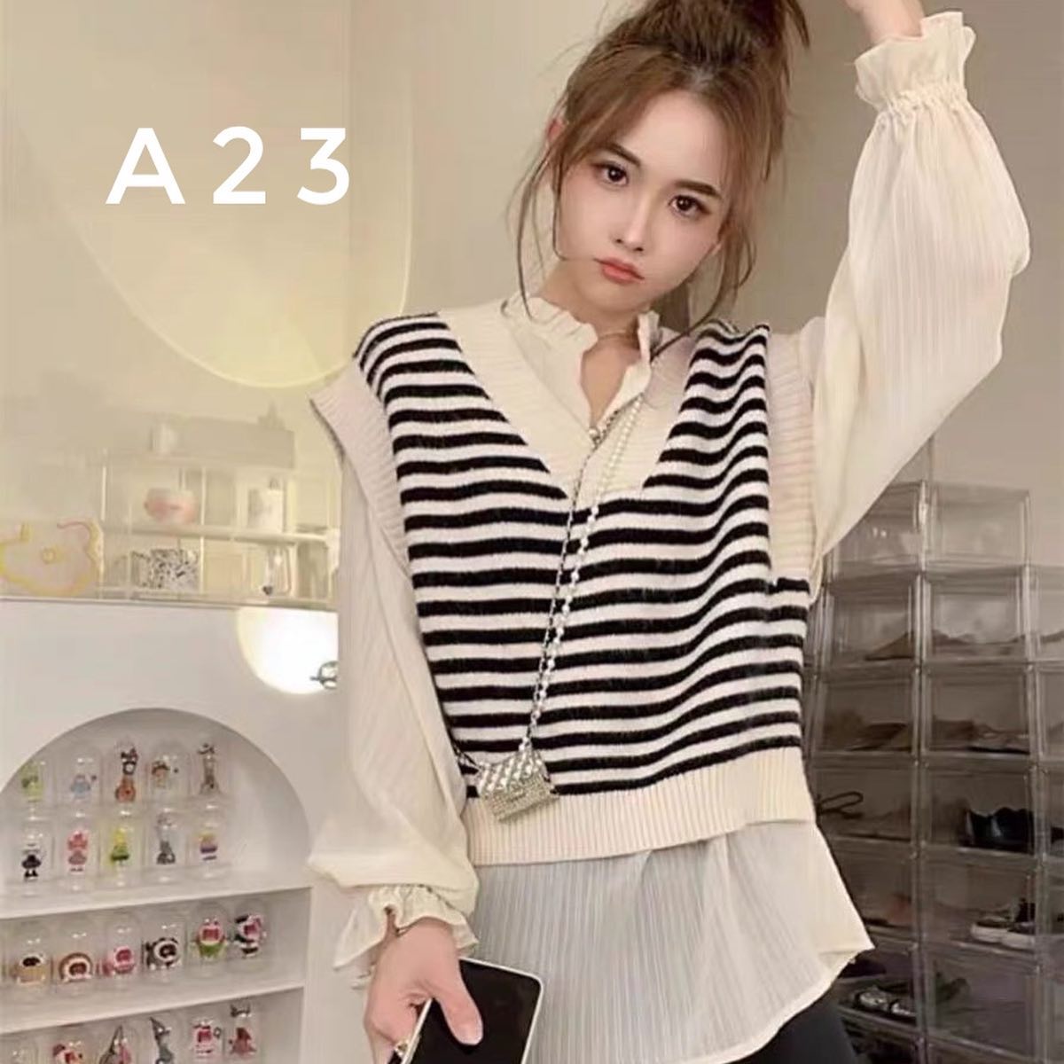 Áo tơ mix ghile len siêu xinh có sẵn