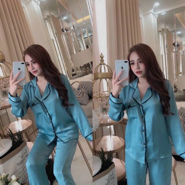 Đồ Bộ Nữ Mặc Nhà Pijama Chất Phi Lụa Không Nhăn Siêu Mịn