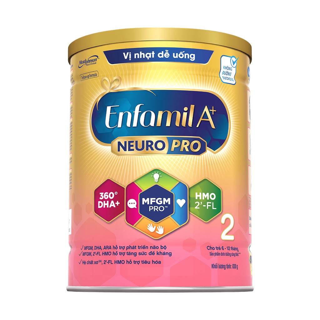 Sữa bột Enfamilk A+ 2 NEURO PRO Mới (Vị Nhạt)