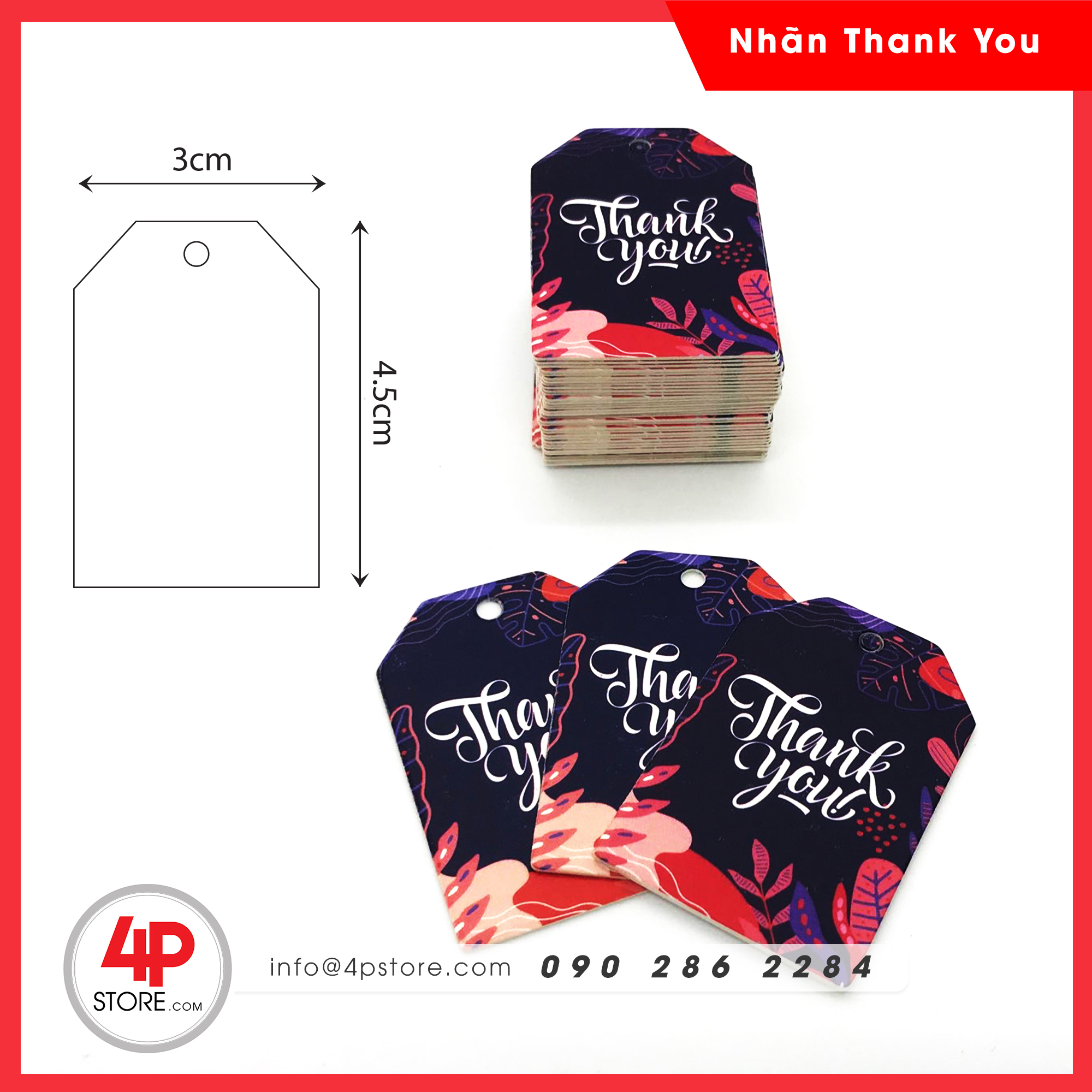 SET 50 NHÃN THANK YOU - KÈM DÂY