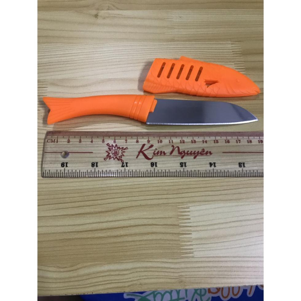 Dao gọt hoa quả cán có vỏ bao hình con cá 19cm