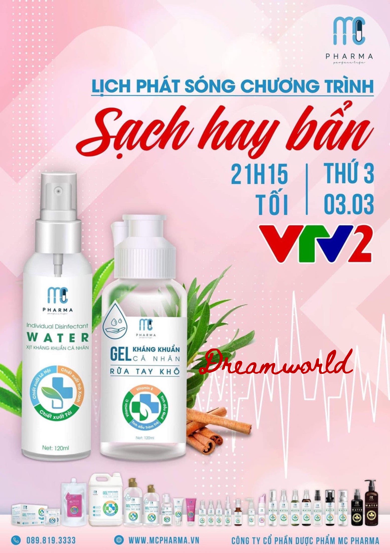 Combo 15 chai xịt kháng khuẩn MC Pharma - Dreamworld