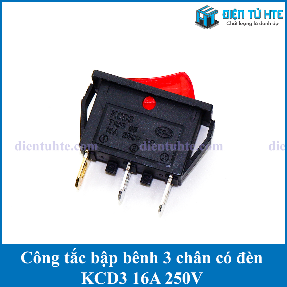 Bộ 4 Công tắc bập bênh KCD3 16A có đèn