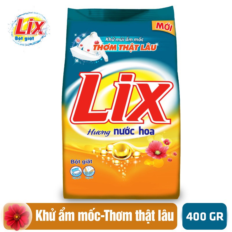 Bột giặt Lix đậm đặc hương nước hoa thơm mát 400gr PD013 giúp loại bỏ ẩm mốc làm sạch mọi vết bẩn cứng đầu giữ quần áo - Lixco Việt Nam
