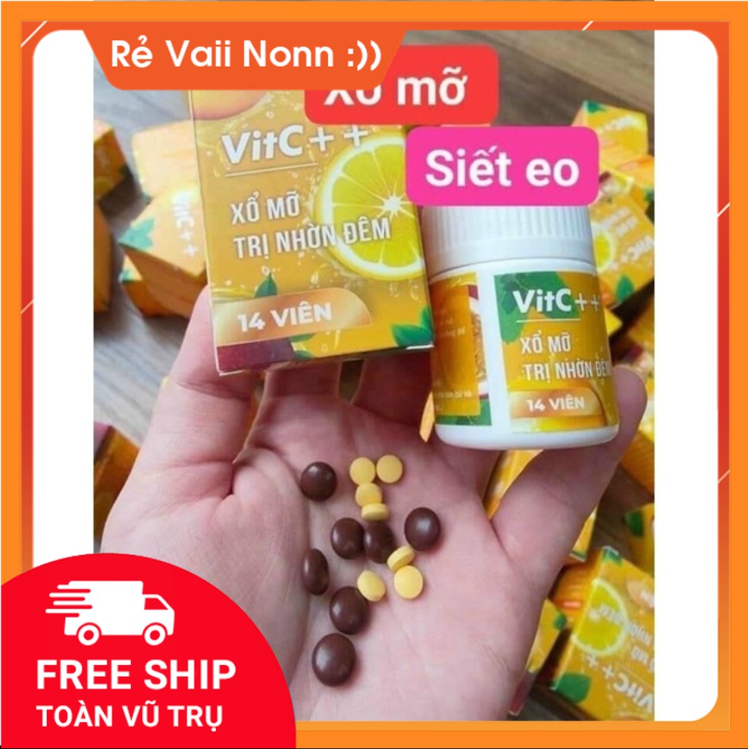 Hộp 14 Viên Kẹo Siết Eo Xổ Mỡ VIT-C++ Giảm Mỡ Nội Tạng , Táo Bón , Mỡ Cứng Sang Mỡ Mềm Hiệu Quả VITC