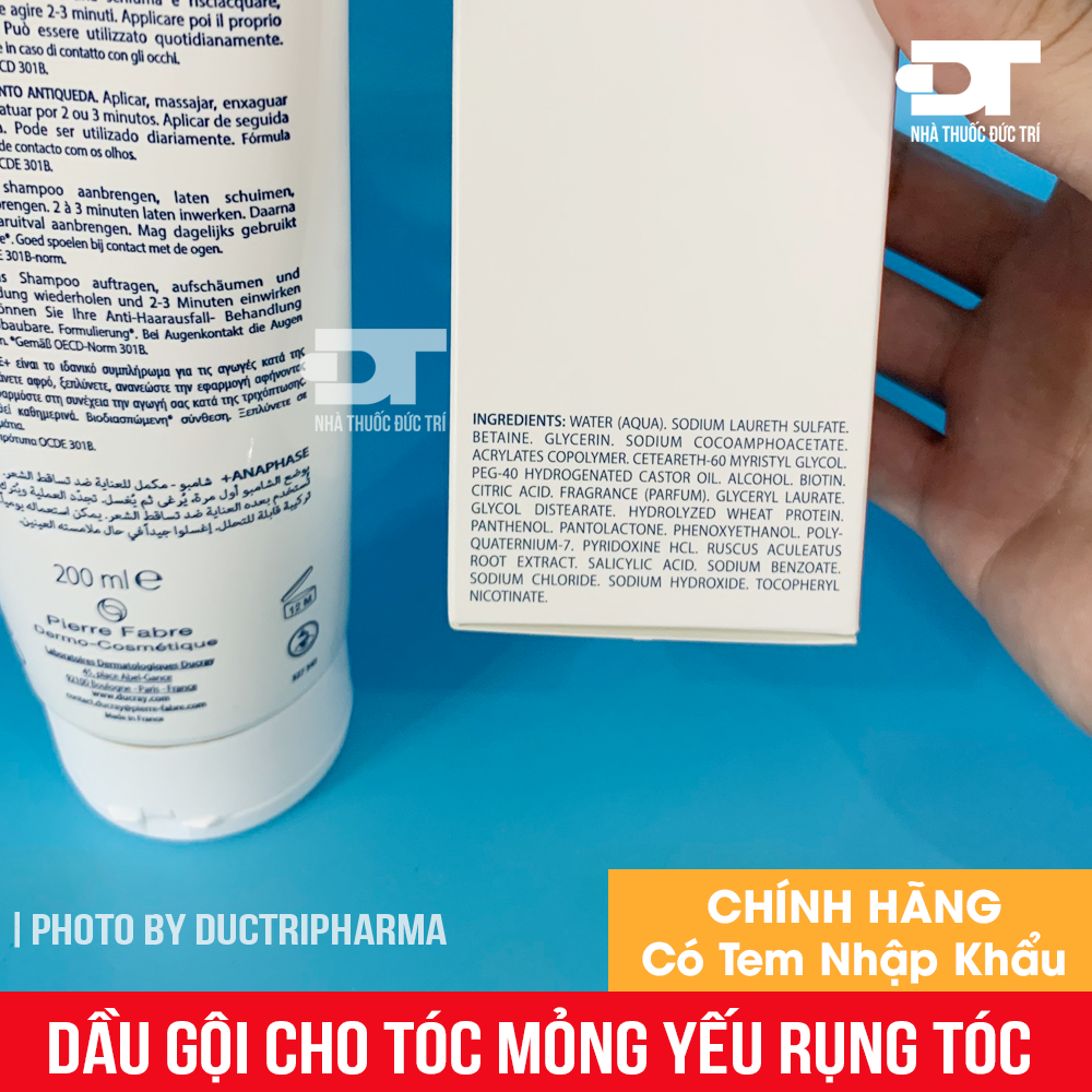 Dầu gội giúp giảm rụng tóc ducray anaphase+ shampoo 200ml