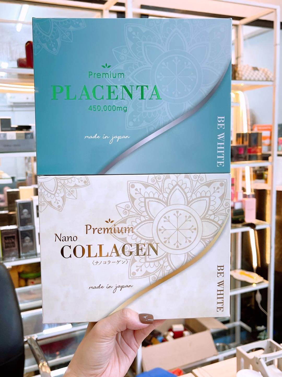 [Hoàn Tiền 8%]Nhau Thai Ngựa Đua Tổ Yến BeWhite Premium Placenta Và Premium Nano Collagen 450.000mg Nhật Bản