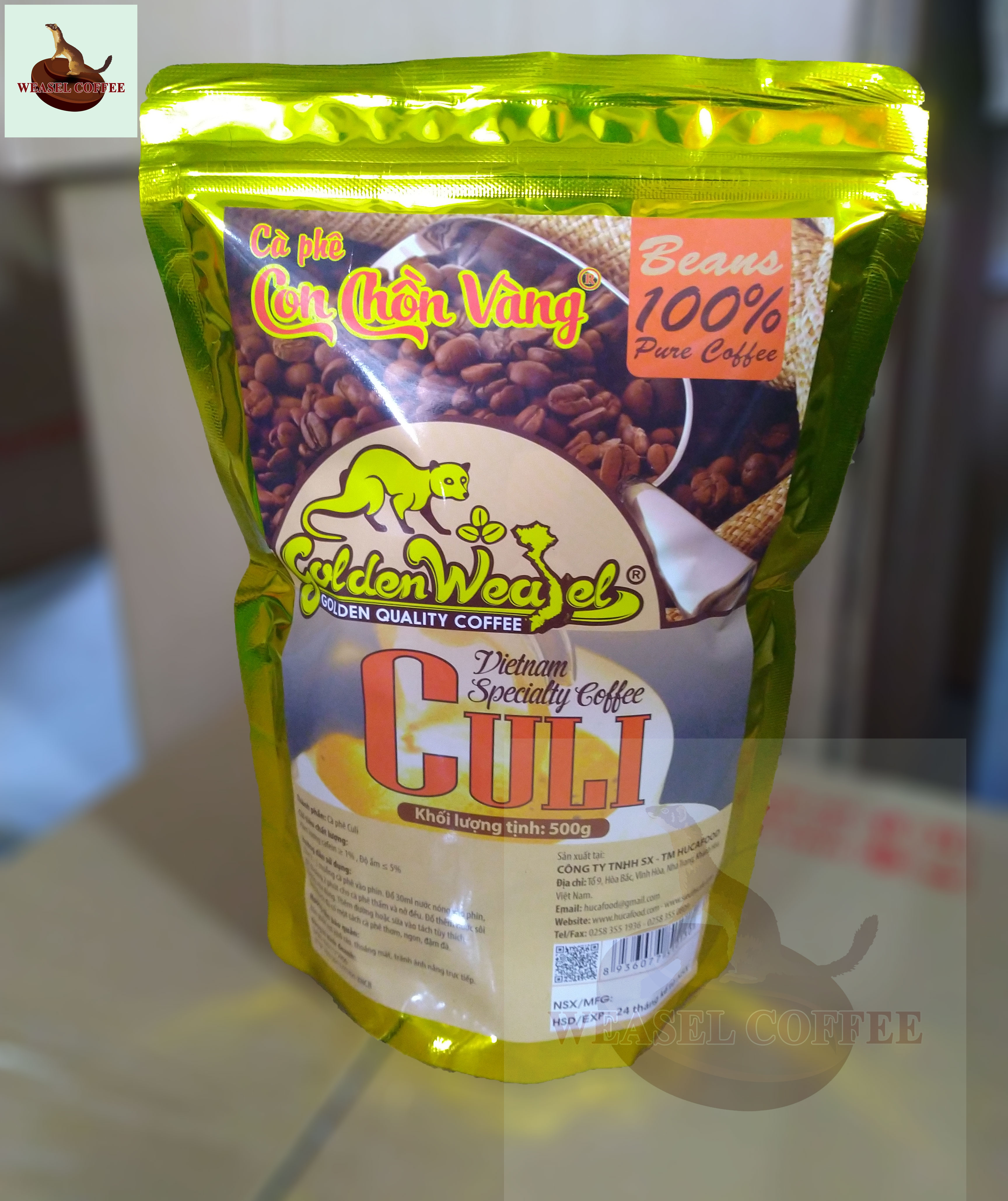 Cà Phê Culi Nguyên Chất -Túi Zipper 500g