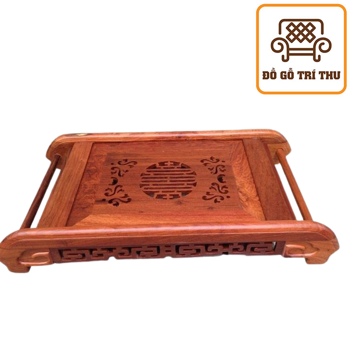 [ Tặng bộ ấm chén Bát Tràng ] Khay trà chân cuốn thư gỗ Hương