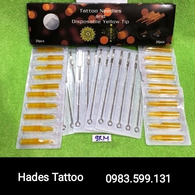 Bộ Kim xăm và Ngòi 9RM ngang đánh bóng ( 20 kim + 20 ngòi )