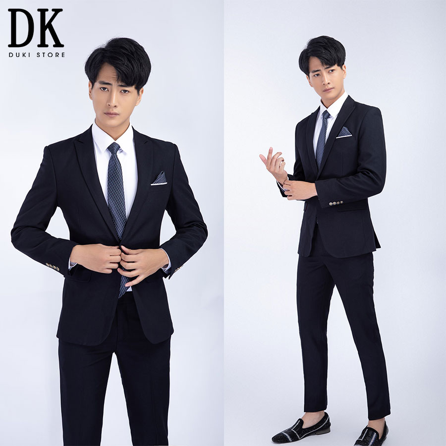 GIẢM 75% Bộ vest nam 1 cúc màu đen đẹp DKA0008 - DUKI STORE