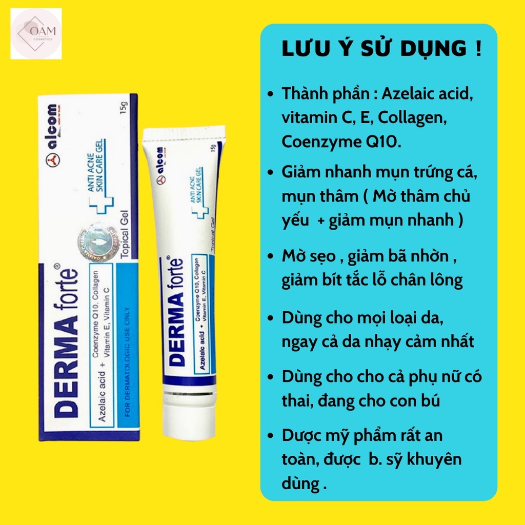 Gel Derma Forte - Megaduo ngăn ngừa mụn ẩn mụn viêm giảm thâm từ AHA Gamma 15g