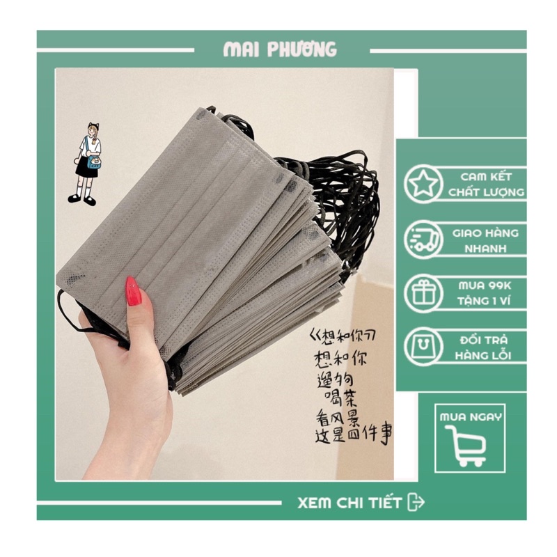 ( TÚI 10 CÁI ) Khẩu Trang Thái Người Lớn (KHÔNG XÙ)
