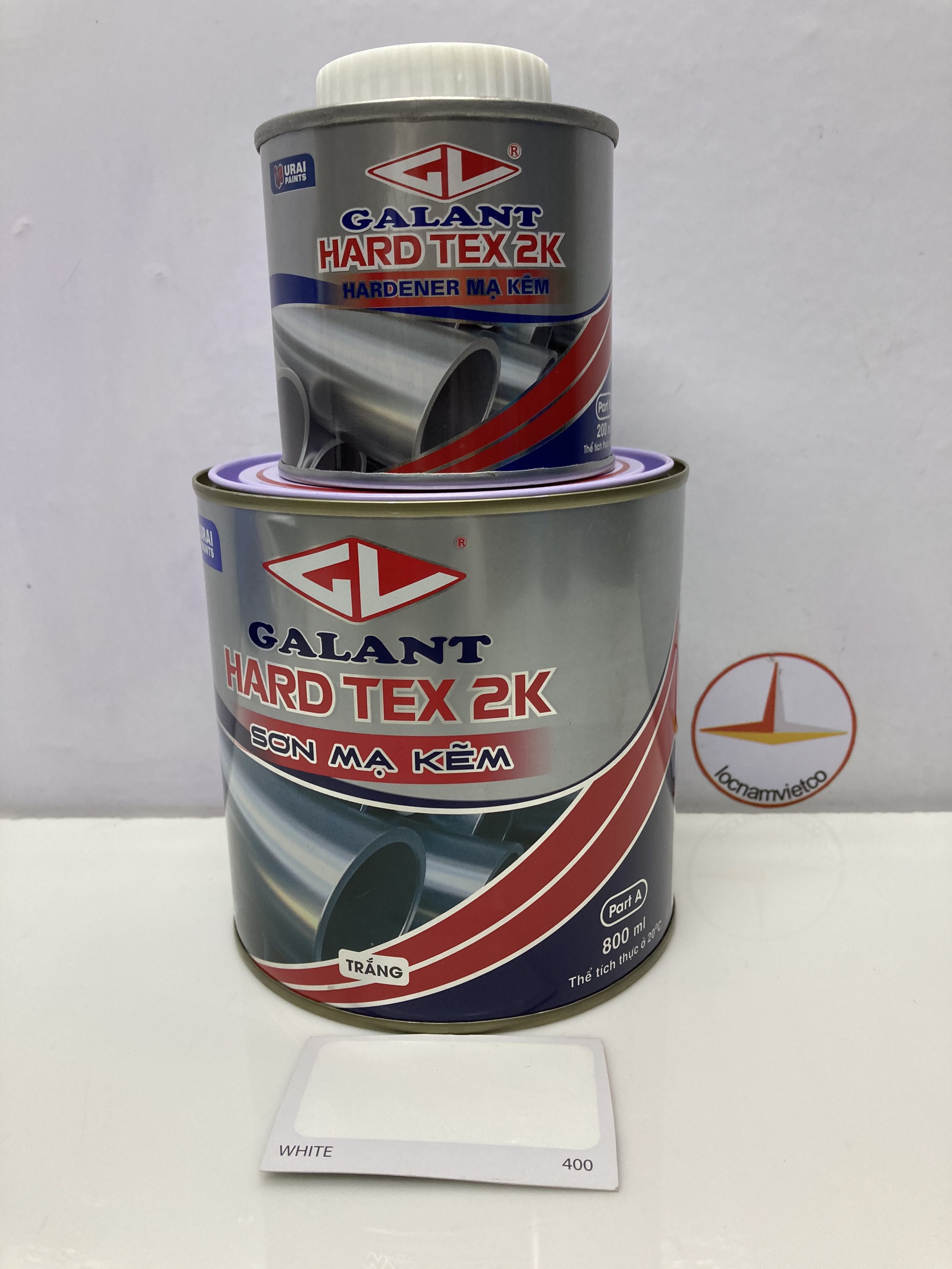 Sơn sắt mạ kẽm không cần lót Hard Tex 2K màu trắng 400 1L
