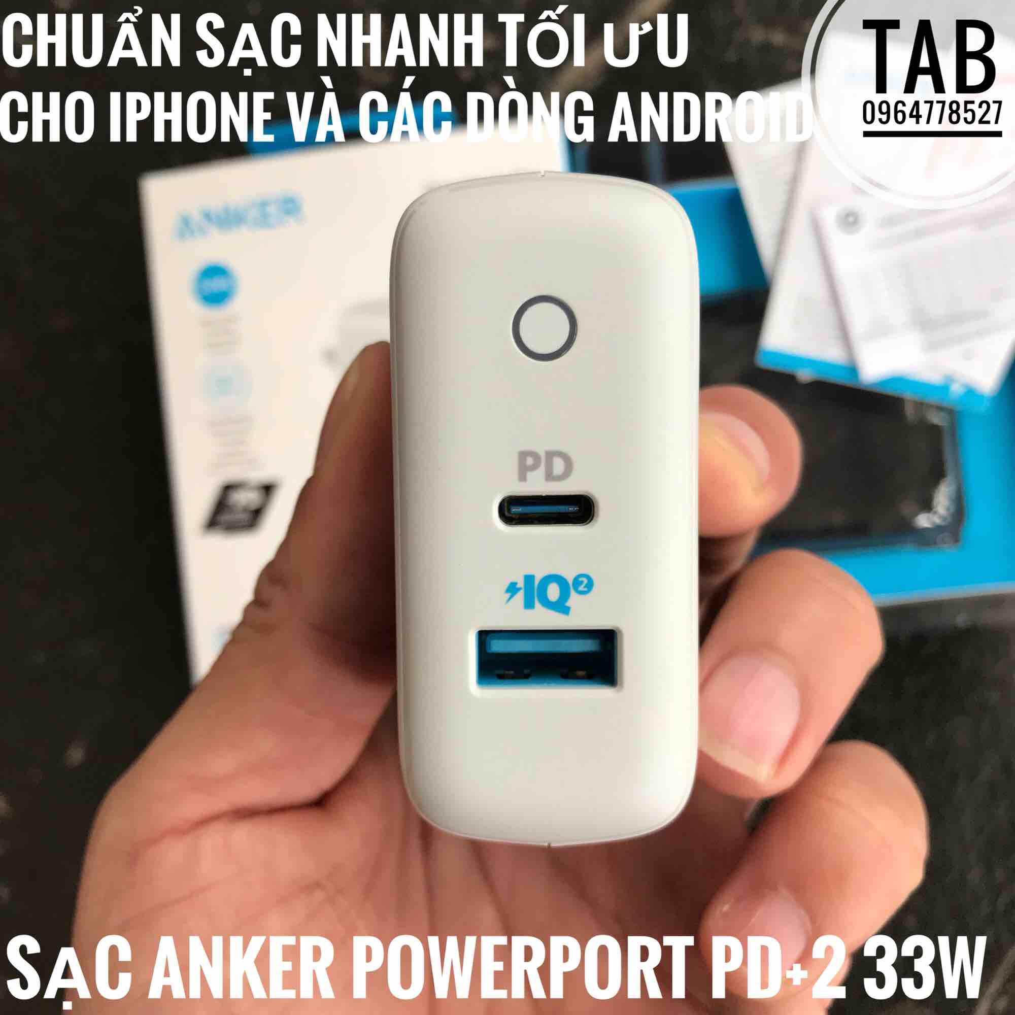 Củ Sạc Anker PowerPort Pd+2, Usb-c PD, PowerIQ2.0 33w - A2626