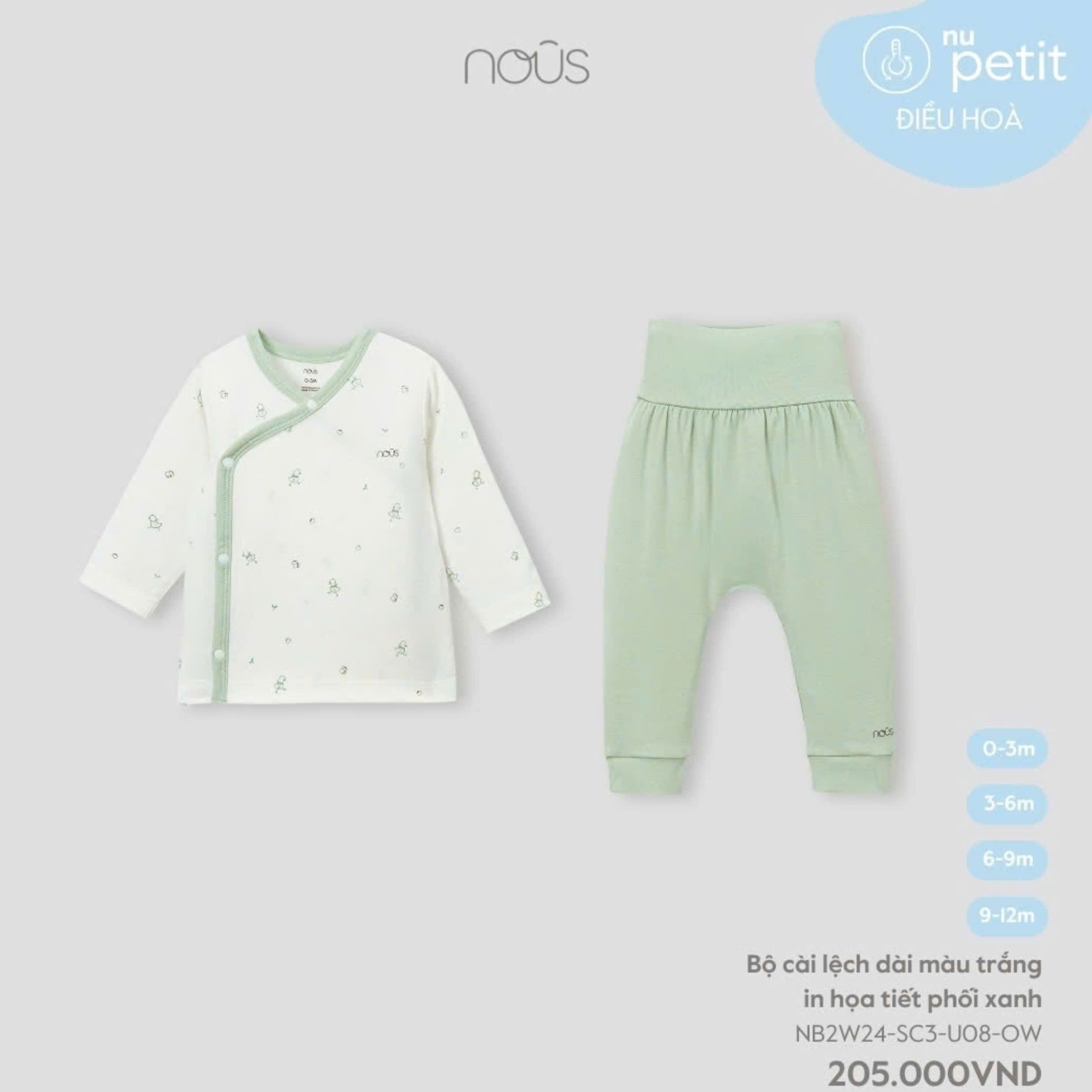 Bộ dài tay cài thẳng Nous 0m - 12m