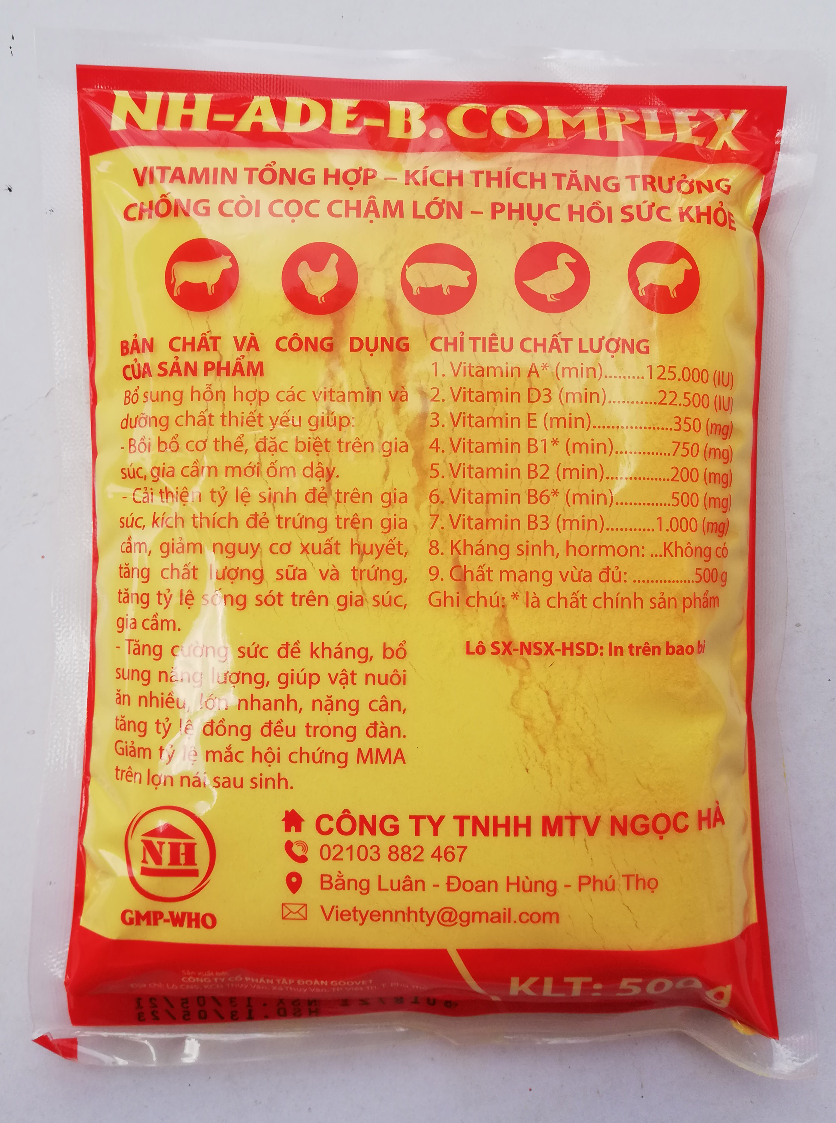 1 gói ADE - B.COMPLEX 500g Vitamin tổng hợp, kích thích tăng trưởng, chống còi cọc, chậm lớn, phục hồi sức khỏe