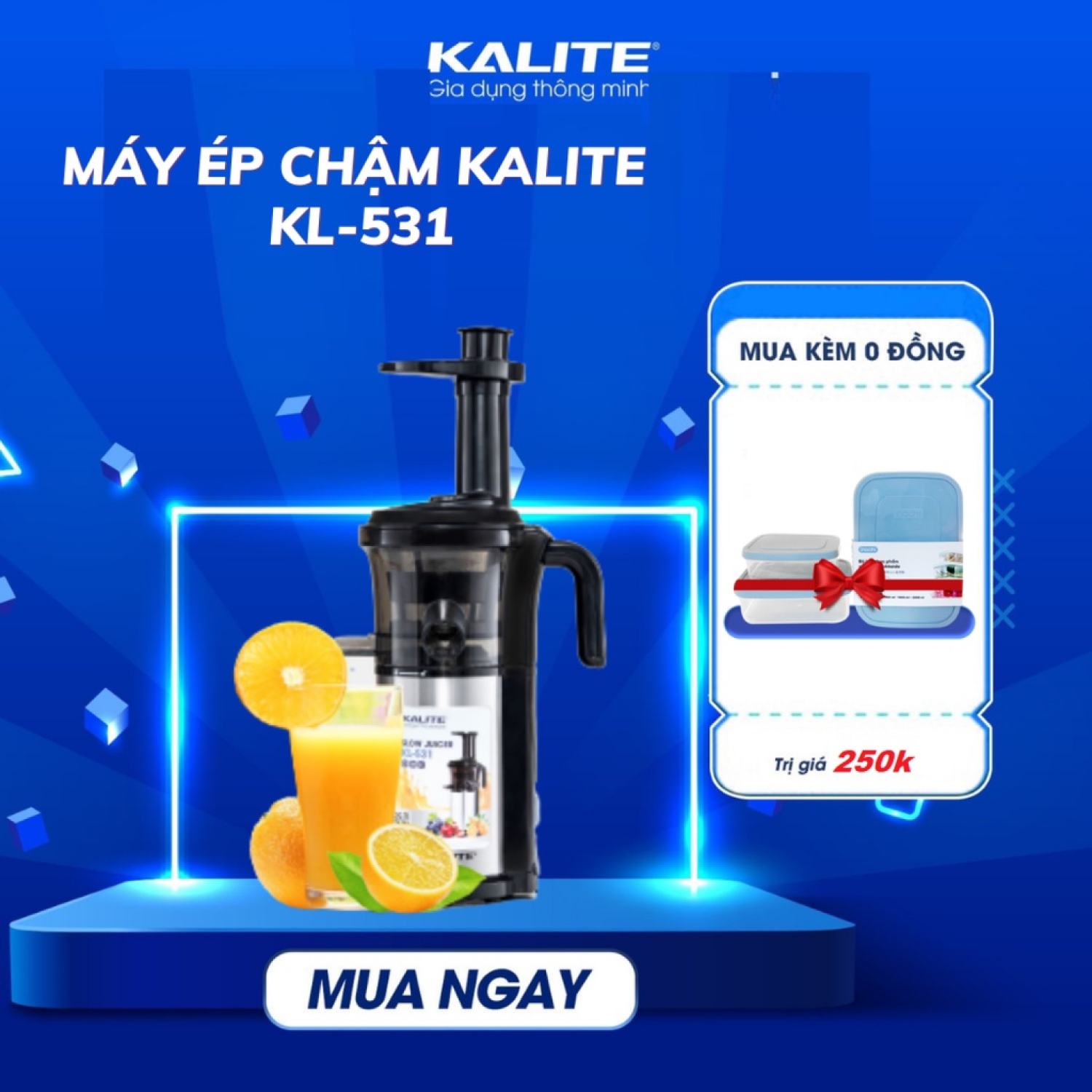 Máy ép chậm Kalite KL531, công suất 200W, thân máy phủ inox 304