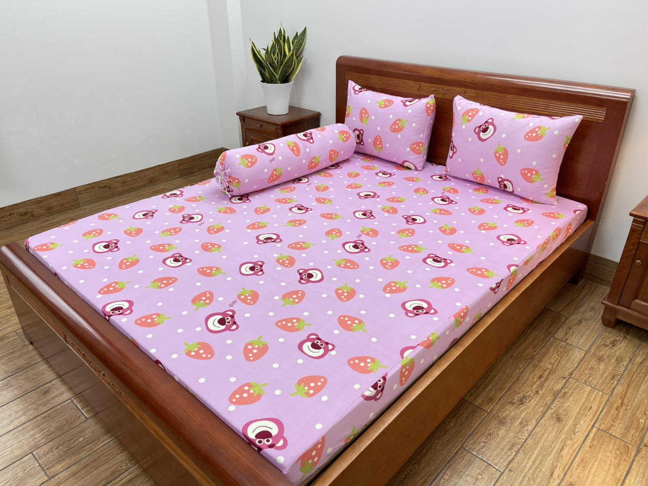Bộ ga giường, Ga nệm Thun Lạnh Hàn Quốc 4 món (1 ga bọc + 2 vỏ gối nằm + 1 vỏ gối ôm)
