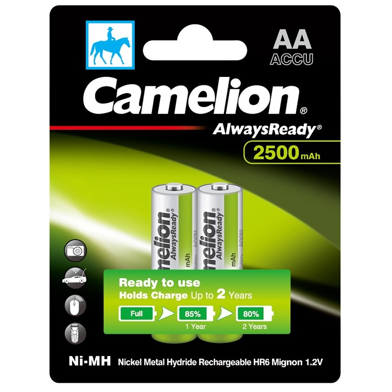 2 viên pin sạc aa accu 2700mah ni-mh rechargeable battery 1.2v camelion