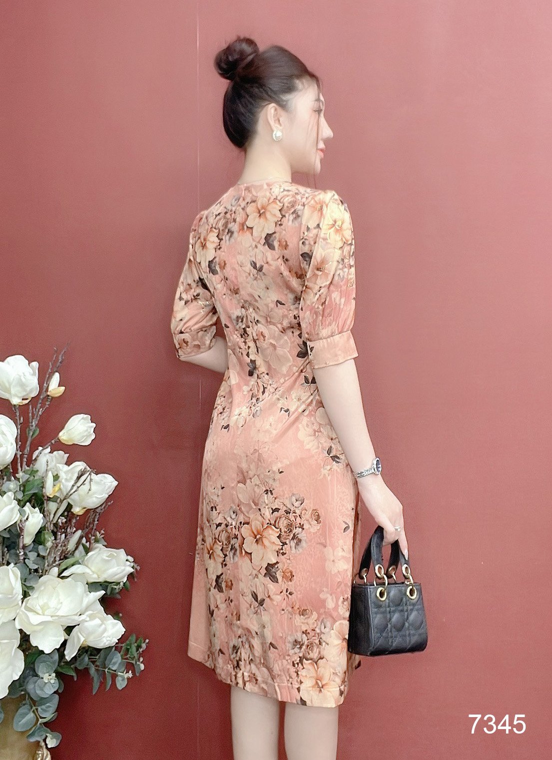 Đầm EMY EM7345 Suông Lụa Vân Pháp LVP Tay Lỡ