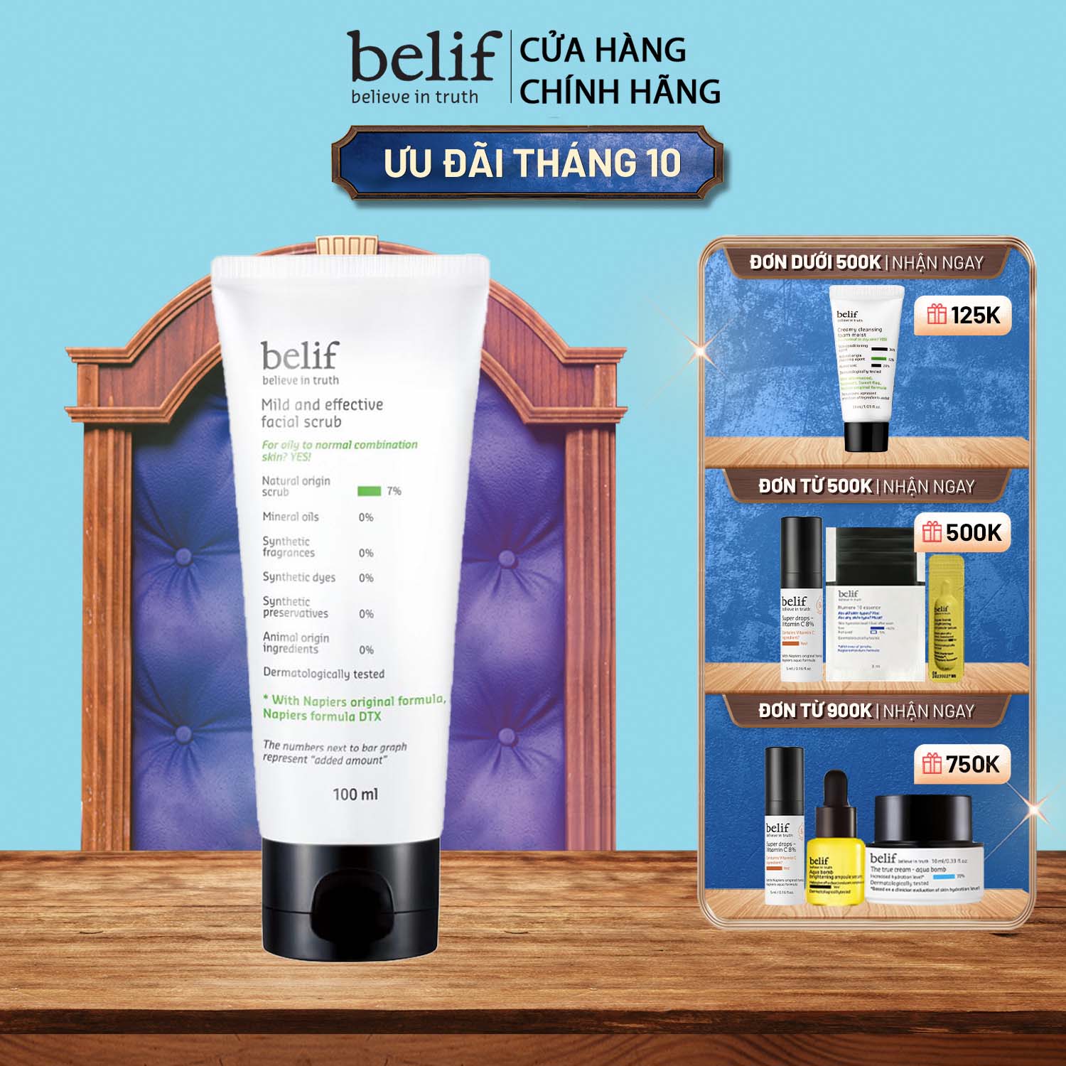 Tẩy tế bào chết thảo dược Belif Mild And Effective Facial Scrub 100ml
