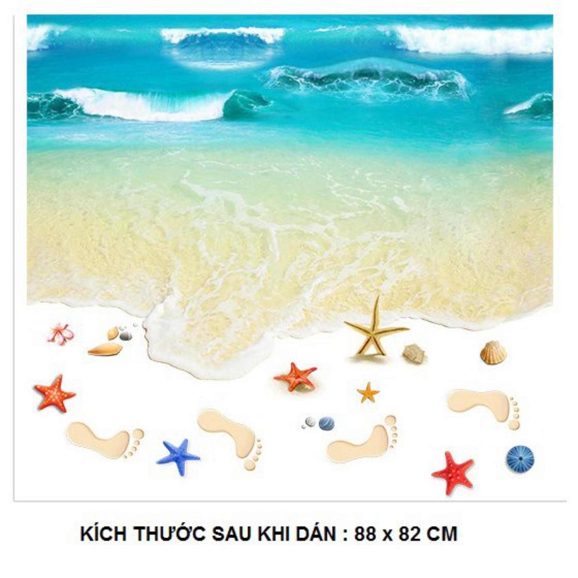 Decal 3D tranh bãi cát biển DCS035 ( 60 x 88 cm)