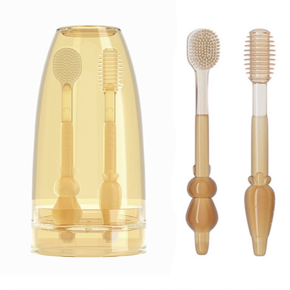 Sét rơ lưỡi + bàn chải silicon cho bé 0-18 tháng