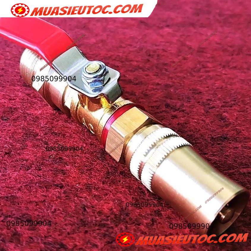 Khớp Nối Nhanh- Van Bi - Béc vòi xịt rửa vệ sinh bảo dưỡng máy lạnh điều hoà - Có Điều Chỉnh Tia Xịt Lớn Nhỏ, Chỉnh Góc Phun Xịt 360 độ, Chất Liệu Đồng Thau, INOX - Phụ kiện máy rửa xịt rửa áp lực cho máy lạnh daikin sanyo toshiba