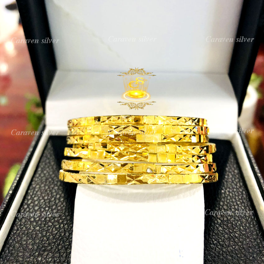 [Hàng cao cấp-Mẫu tiệm vàng] Bộ vòng xi men 7 chiếc cao cấp mạ vàng 18k cắt kim cương - Tặng kèm 1 túi nhung đỏ đựng vòng, công nghệ xi và khắc máy cực chuẩn - Caraven silver - QC04