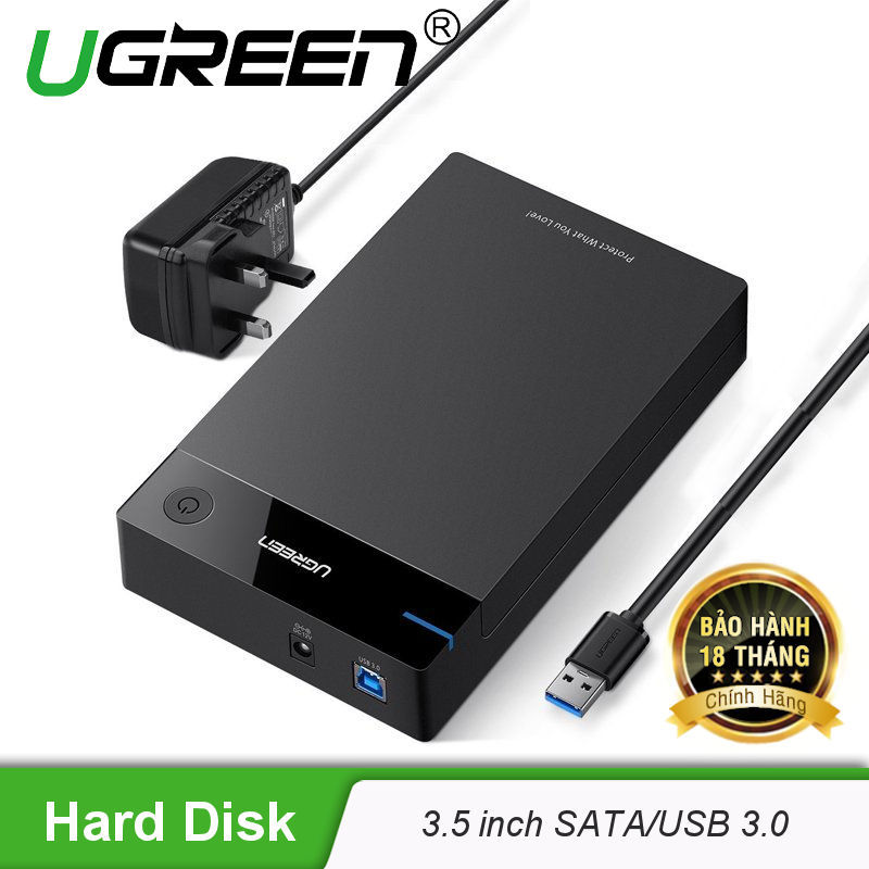 Bảng giá Vỏ Hộp đựng ổ cứng 3.5/2.5 inch SATA/USB 3.0 hỗ trợ 10TB dài 50cm UGREEN US222 50422 Phong Vũ