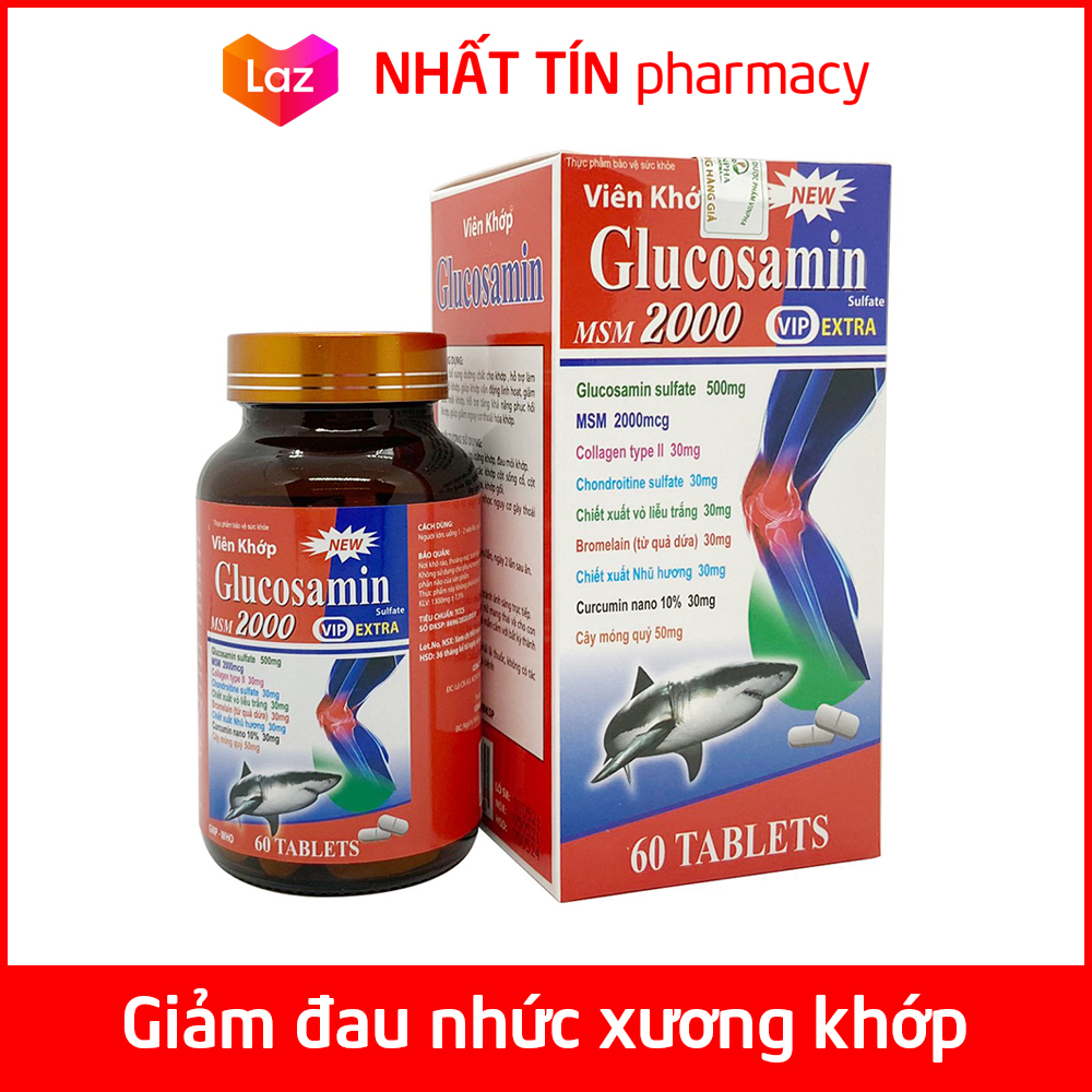Viên uống bổ xương khớp Glucosamin MSM 2000 giảm đau nhức mỏi xương khớp