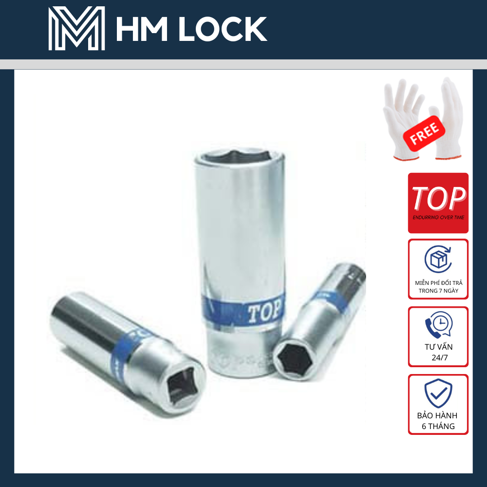 ĐẦU TUÝP ĐỨC 1/2” DÀI TOP (LỤC) - ĐỦ SIZE 8-32MM - THÉP CR-V SIÊU CỨNG, KHÔNG GỈ CAO CẤP - HM LOCK