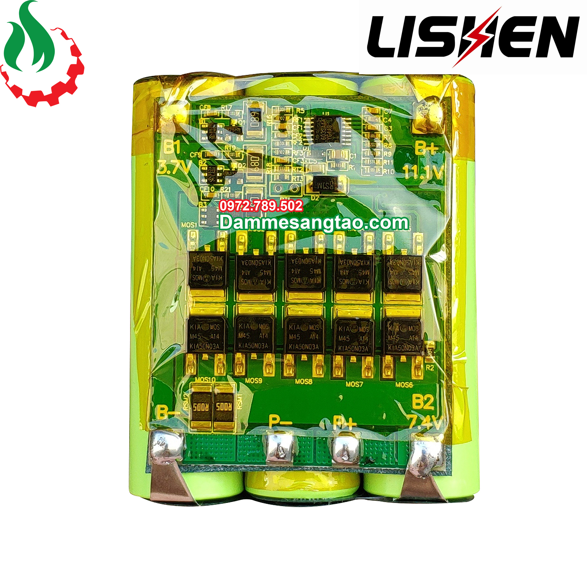 Khối pin Lishen 12V 3S2P dòng xả cao (Pin LS xám 2000mAh 10C)