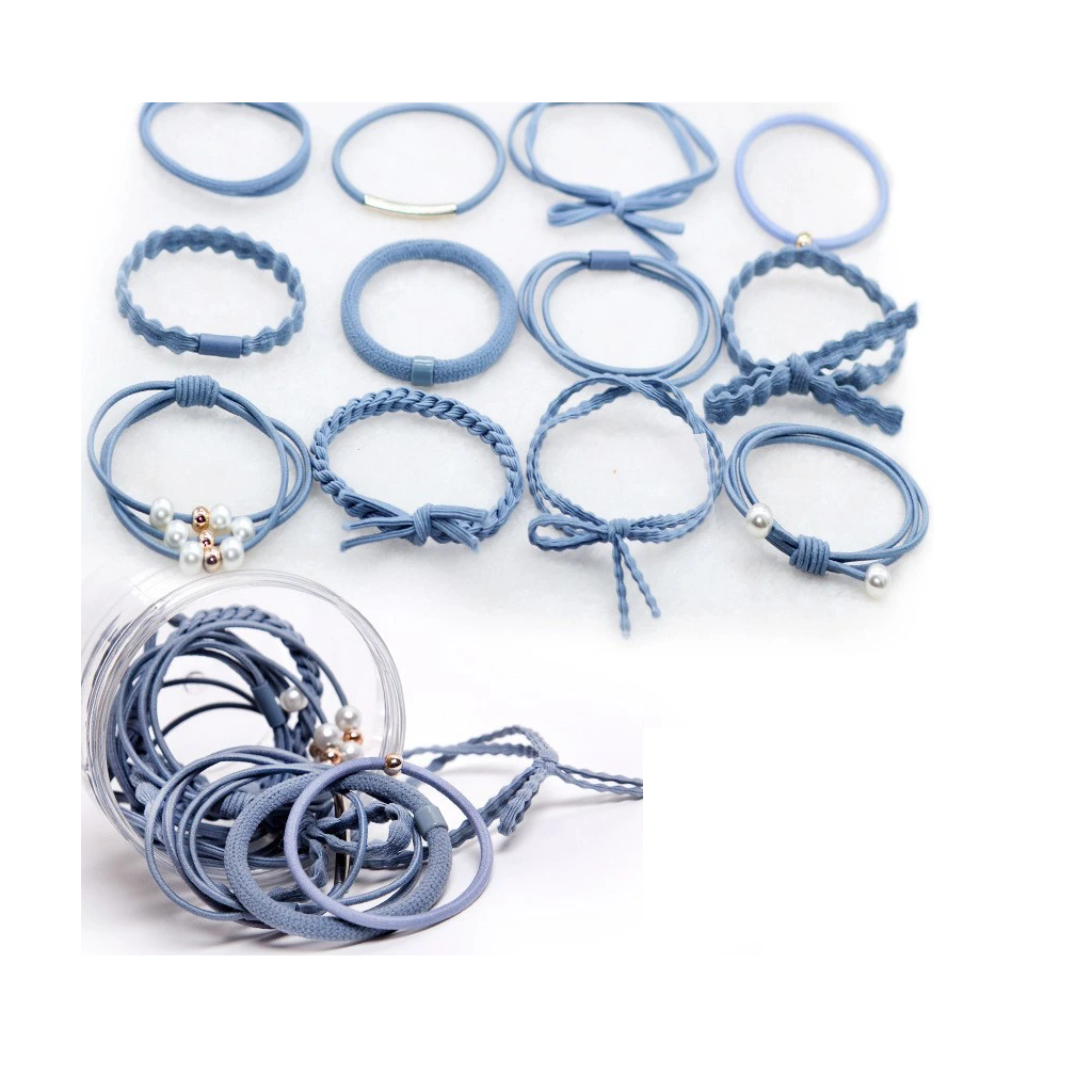 Set 12 Dây Cột Tóc Co Giãn Phong Cách Hàn Quốc Cho Nữ