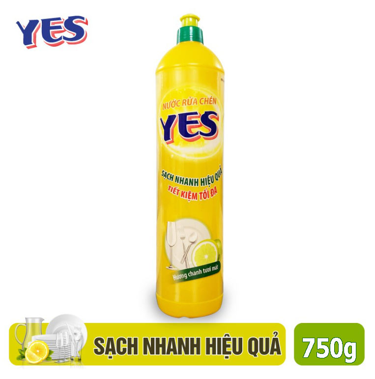 [GIAO HỎA TỐC]Nước rửa chén Yes 750g hương chanh - Chai tiện dụng