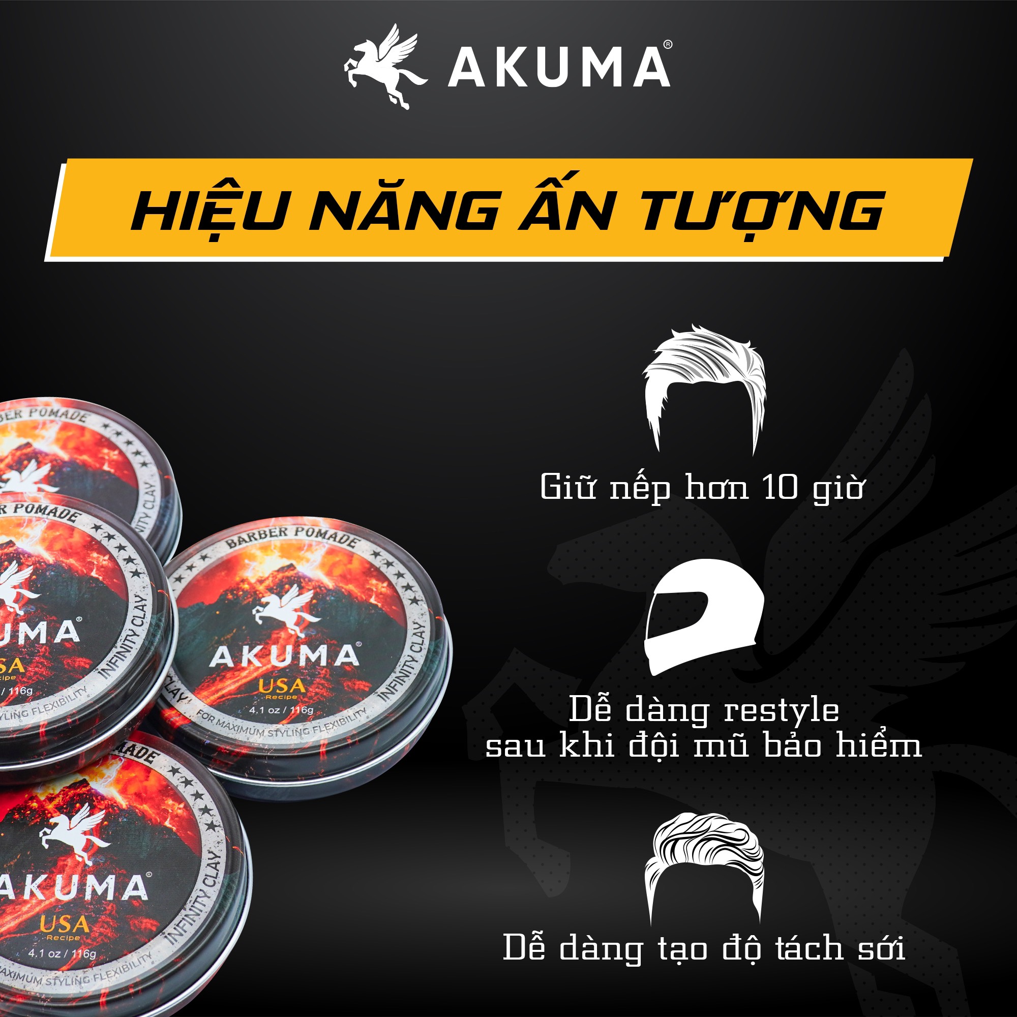 Sáp Vuốt Tóc Nam AKUMA INFINITY CLAY - Tặng Lược