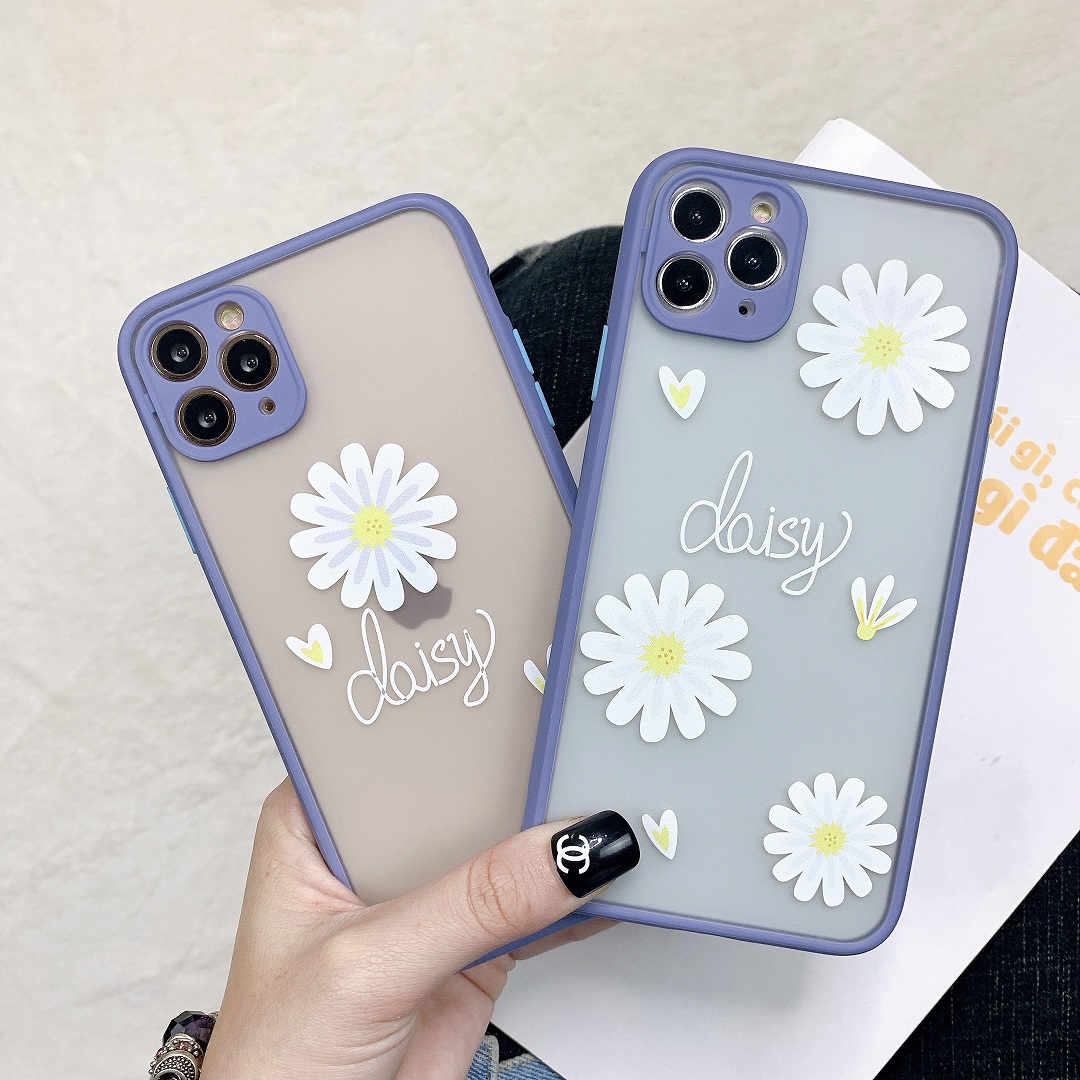 Ốp Lưng Nhám Chống Sock Va Đập Bảo Vệ Camera Daisy Flower
