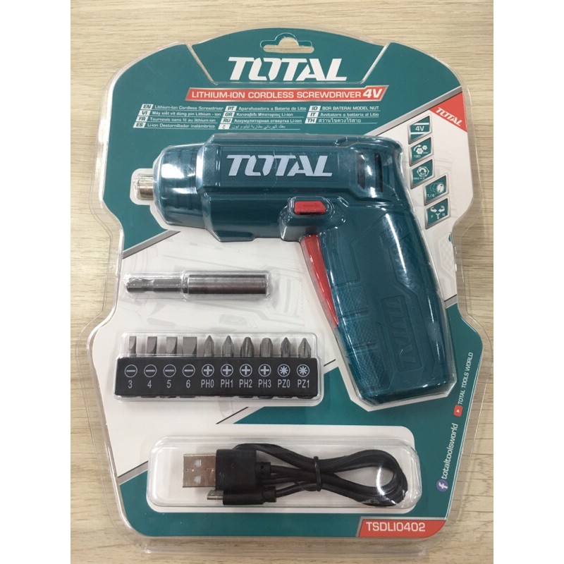 [Ảnh thật] [Chính hãng] Máy siết vít dùng pin 4V TOTAL TSDLI0402