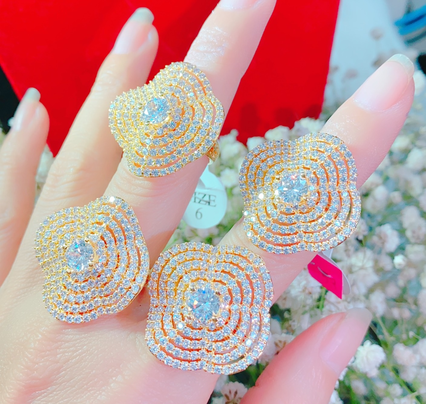 Nhẫn nữ đính đá sapphire nhân tạo lấp lánh - N101101 JURI SHOP - Không đen không dị ứng - Có đủ size cam kết đổi trả nếu không vừa
