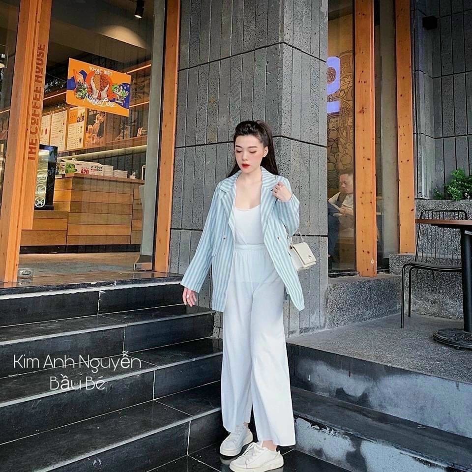 Áo vest blazer kẻ thanh lịch